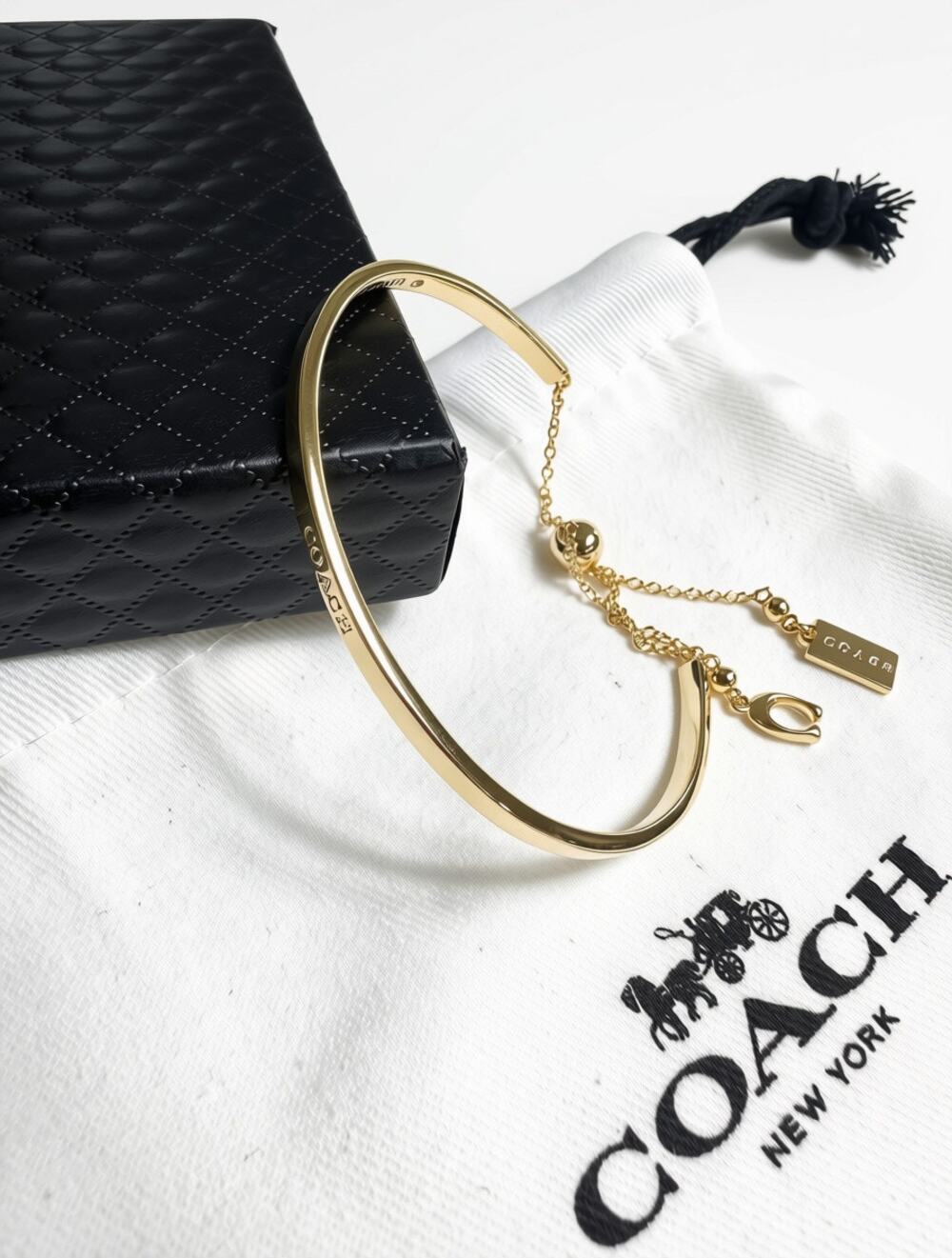 Coach Signature Slider Bangle Gold Tone